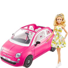 Barbie Fiat 500 med dukke - Rosa