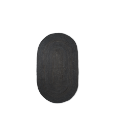 Jute teppe, svart - oval (størrelse s)