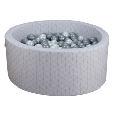 Ballbasseng - lys grå, geometri (90x40x5cm)
