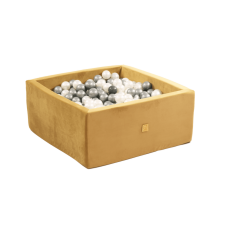 Ballbasseng, firkantet - gull, fløyel (90x90x40x5cm)