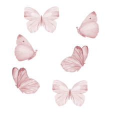 Wallstories - Rosa sommerfugler - Sett med 6 stk