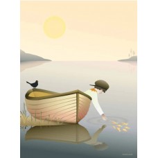 Gutt i båt - Plakat (50x70cm)