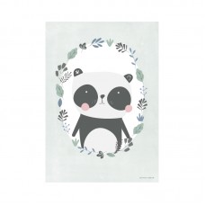 Plakat A3, panda mint / hvit
